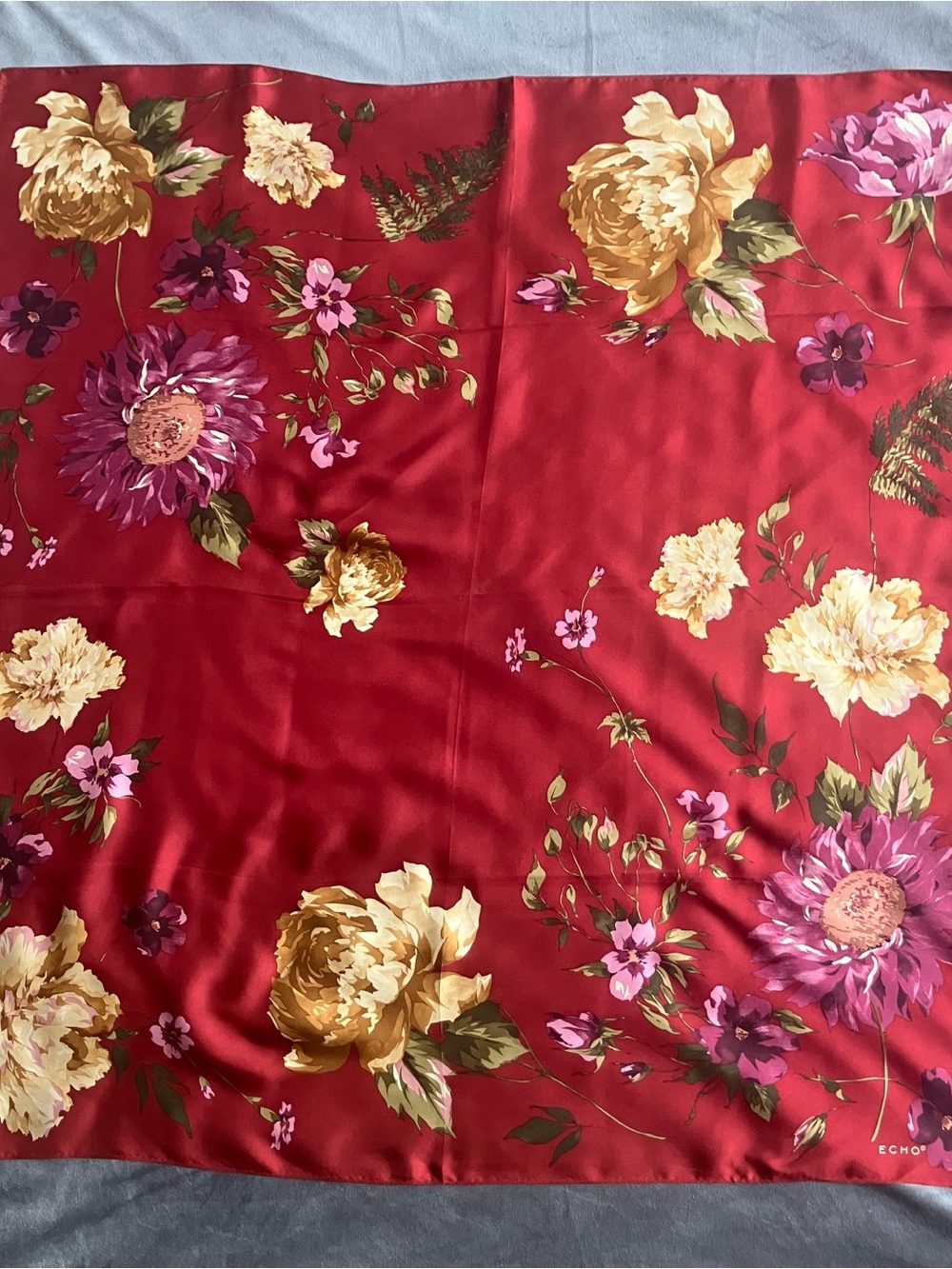 Echo Silk Scarf with Floral Design